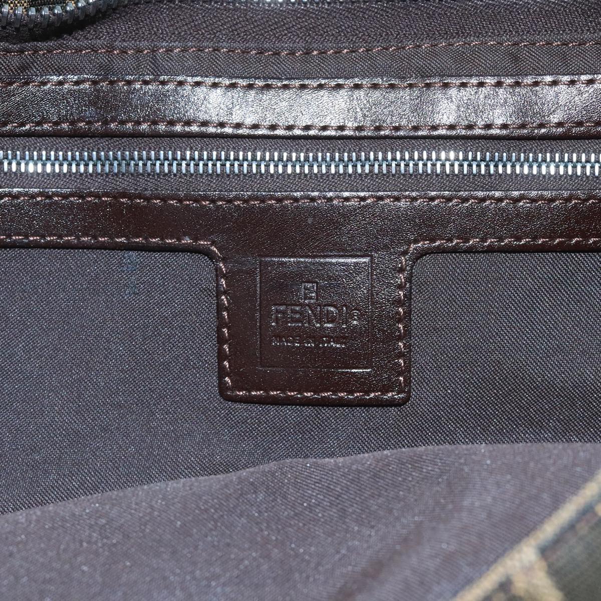 FENDI Zucca Canvas Mamma Shoulder Bag Brown Black Gold 105316