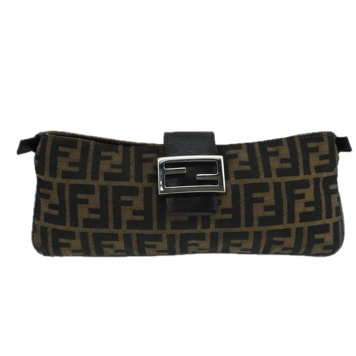 FENDI Zucca Canvas Mamma Shoulder Bag Brown Black Gold 105316