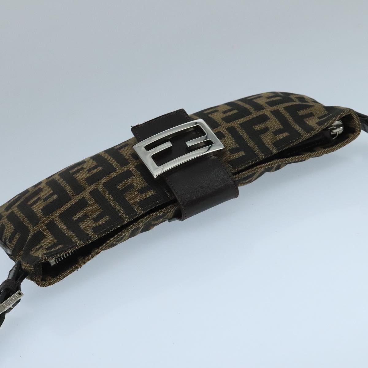 FENDI Zucca Canvas Mamma Shoulder Bag Brown Black Gold 105316