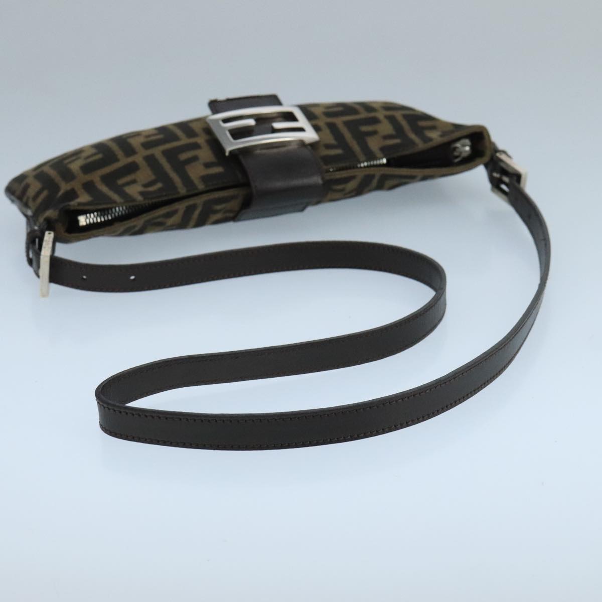 FENDI Zucca Canvas Mamma Shoulder Bag Brown Black Gold 105316