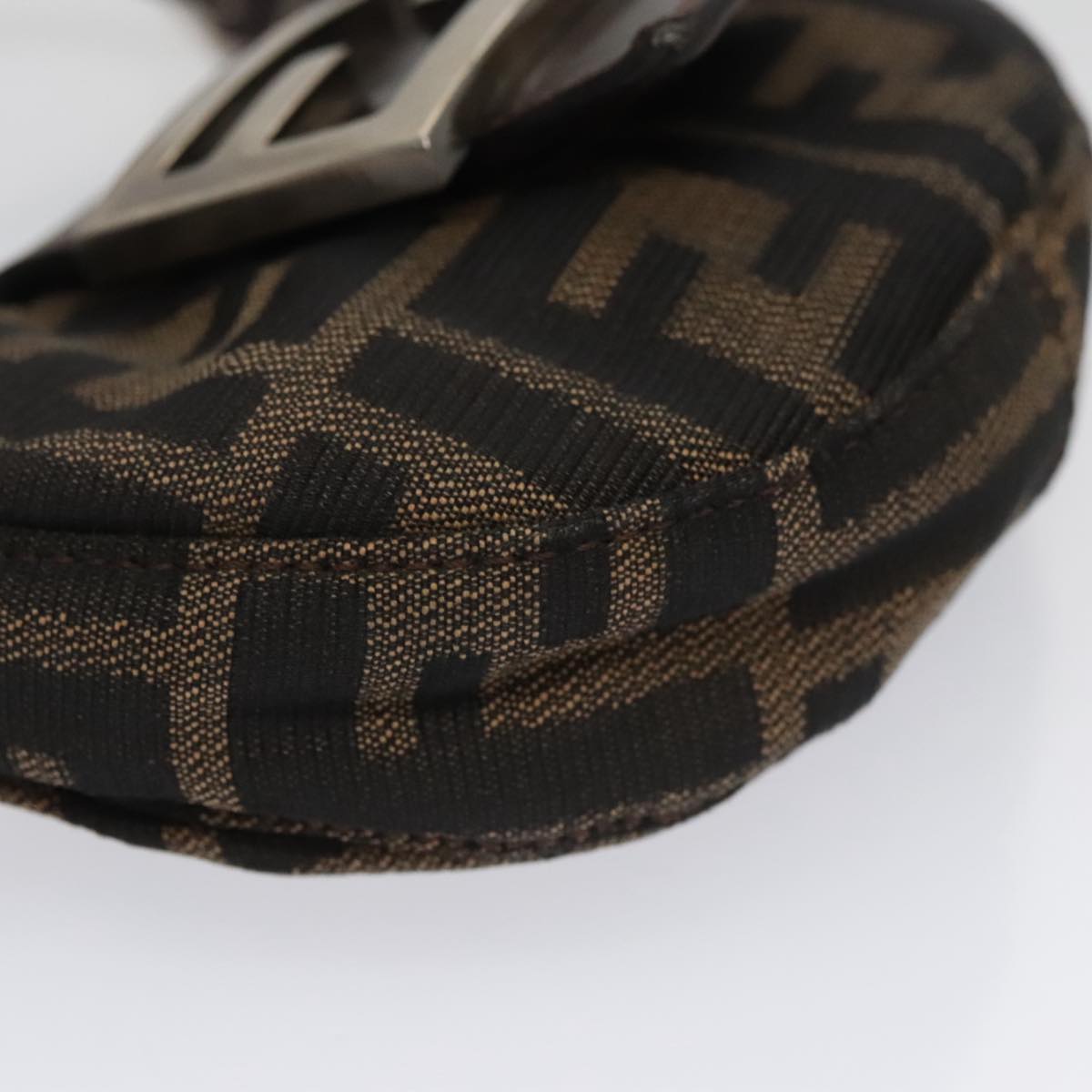 FENDI Zucca Canvas Mini Croissant Hand Bag Black Brown 105350