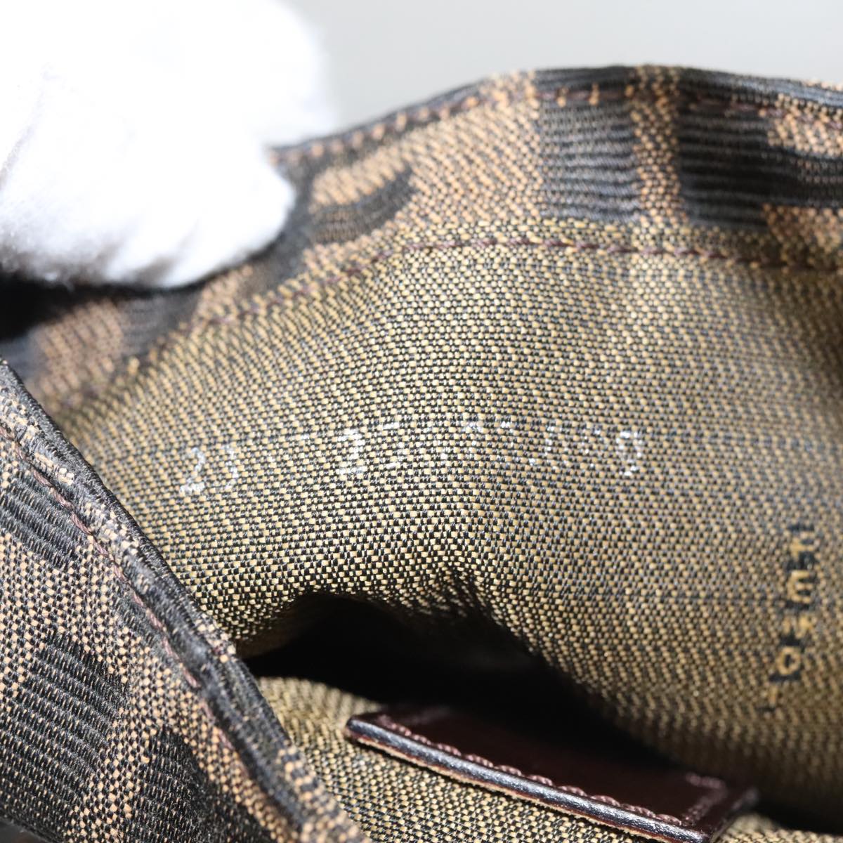 FENDI Zucca Canvas Mini Croissant Hand Bag Black Brown 105350