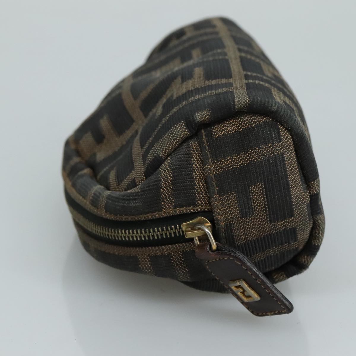 FENDI Zucca Canvas Pouch Brown Black Gold 105658