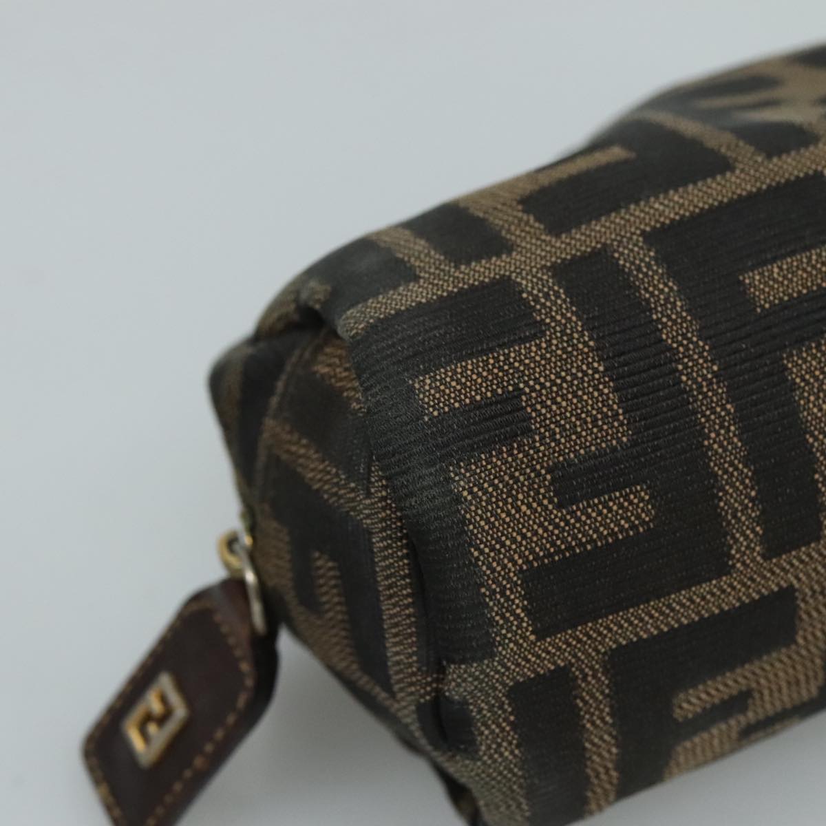 FENDI Zucca Canvas Pouch Brown Black Gold 105658
