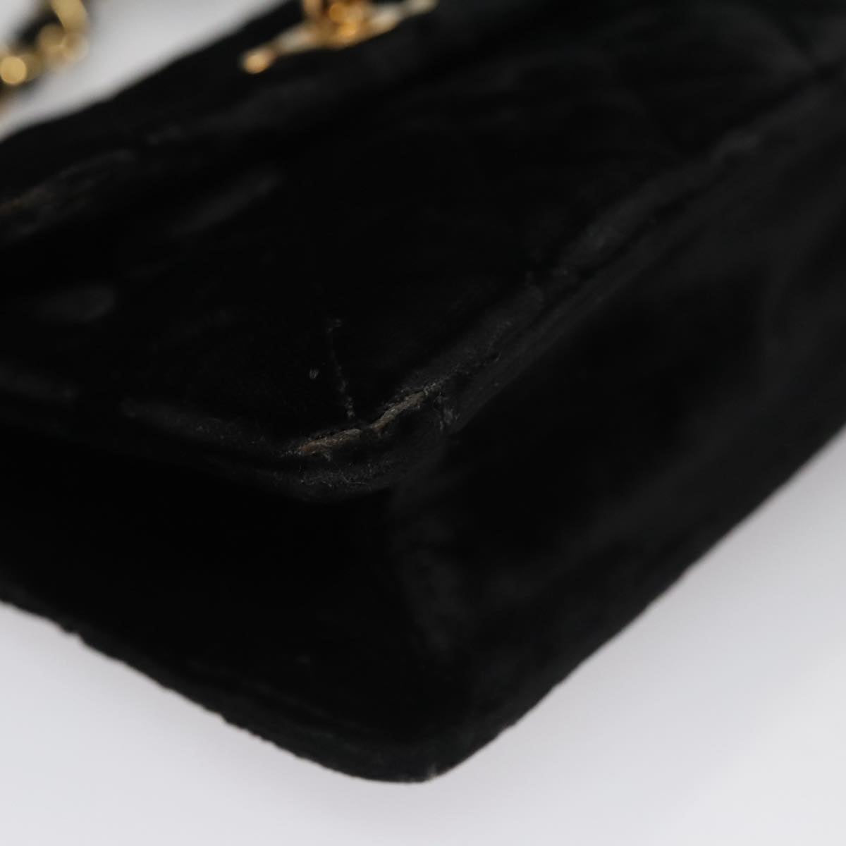 CHANEL Matelasse Chain Shoulder Bag Velor Black Gold CC 105662