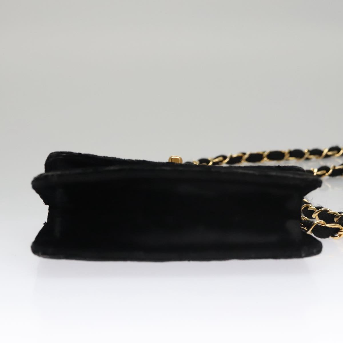 CHANEL Matelasse Chain Shoulder Bag Velor Black Gold CC 105662