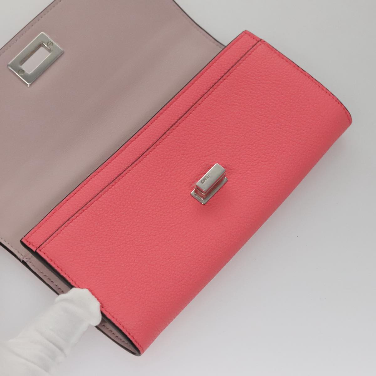 FENDI Peek A Boo Long Wallet Leather Pink 8M0427 105907