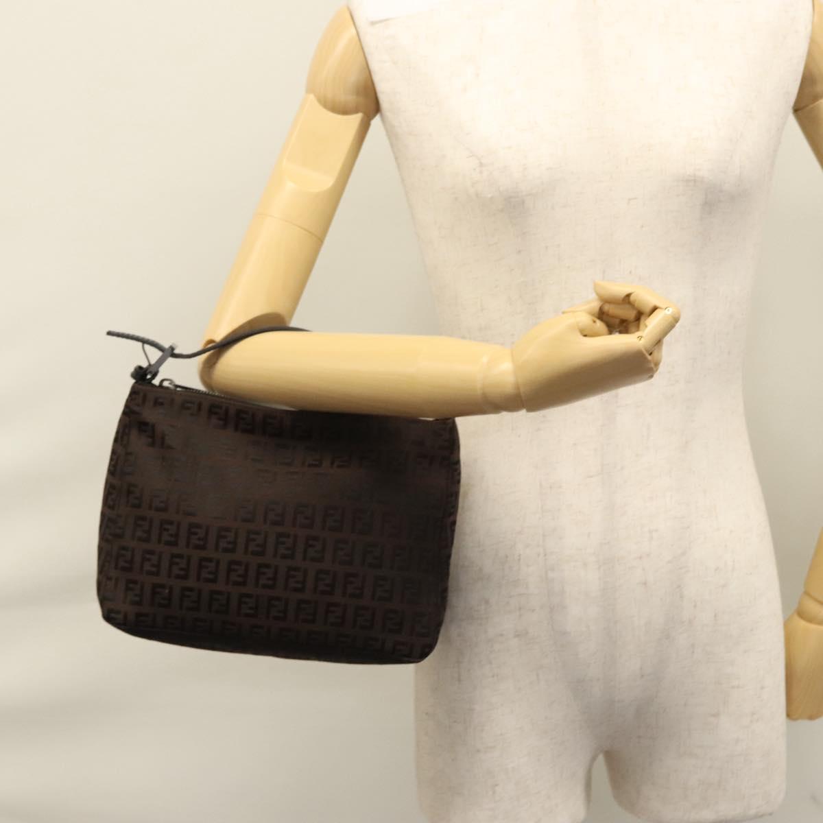 FENDI Zucchino Canvas Pouch Brown 105942