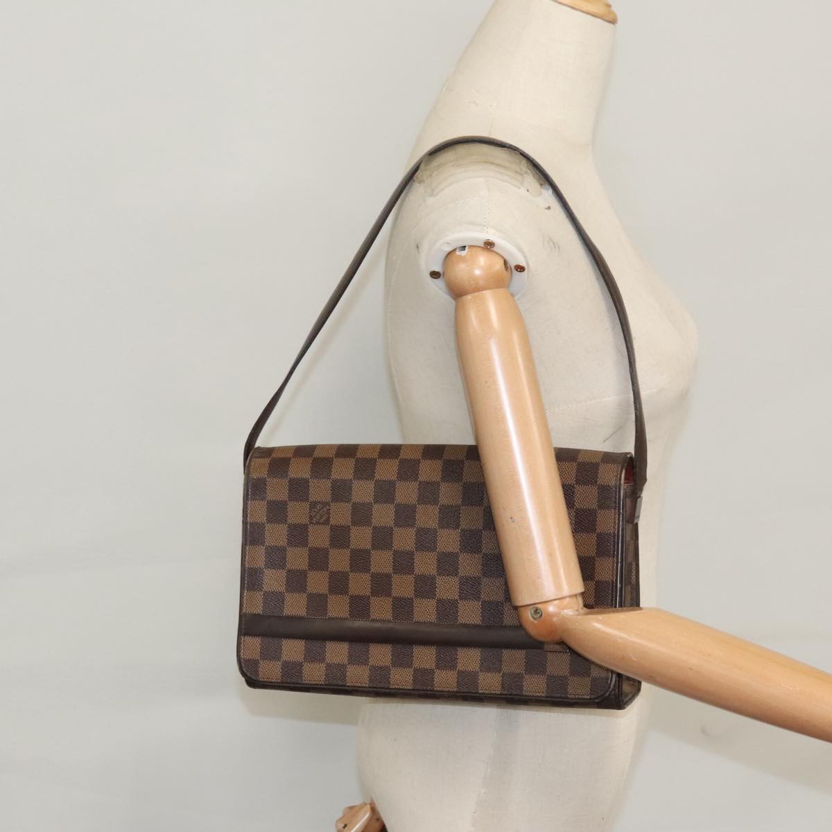 LOUIS VUITTON Damier Ebene Tribeca Carre Shoulder Bag N51161 LV 106009