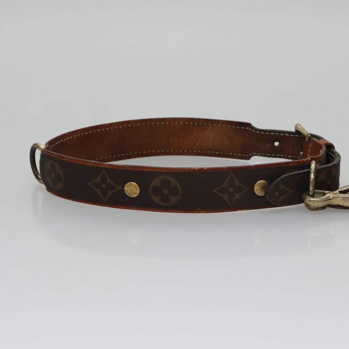 LOUIS VUITTON Monogram Less Baxter MM Collier Baxter Dog Leash 2Set 106173