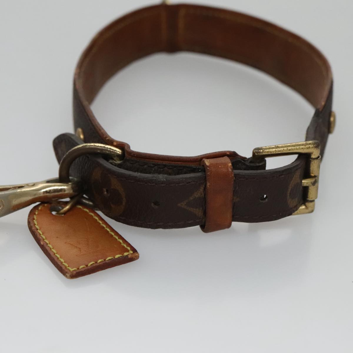 LOUIS VUITTON Monogram Less Baxter MM Collier Baxter Dog Leash 2Set 106173