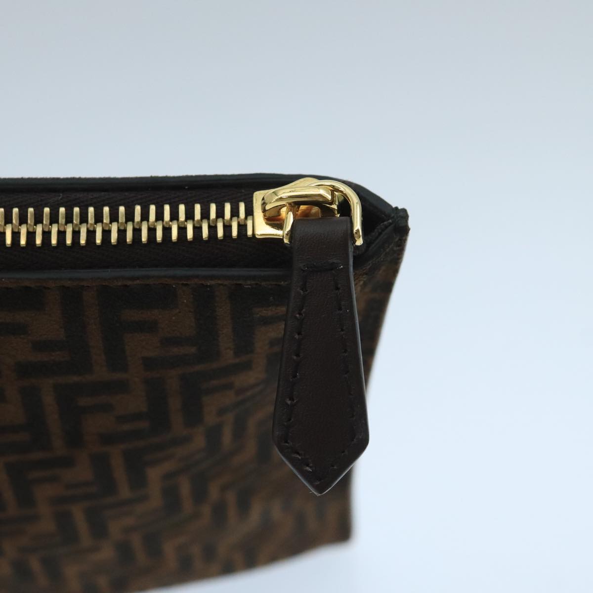 FENDI Zucchino Canvas Clutch Bag Brown 106217