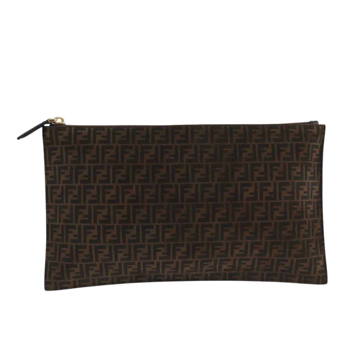 FENDI Zucchino Canvas Clutch Bag Brown 106217
