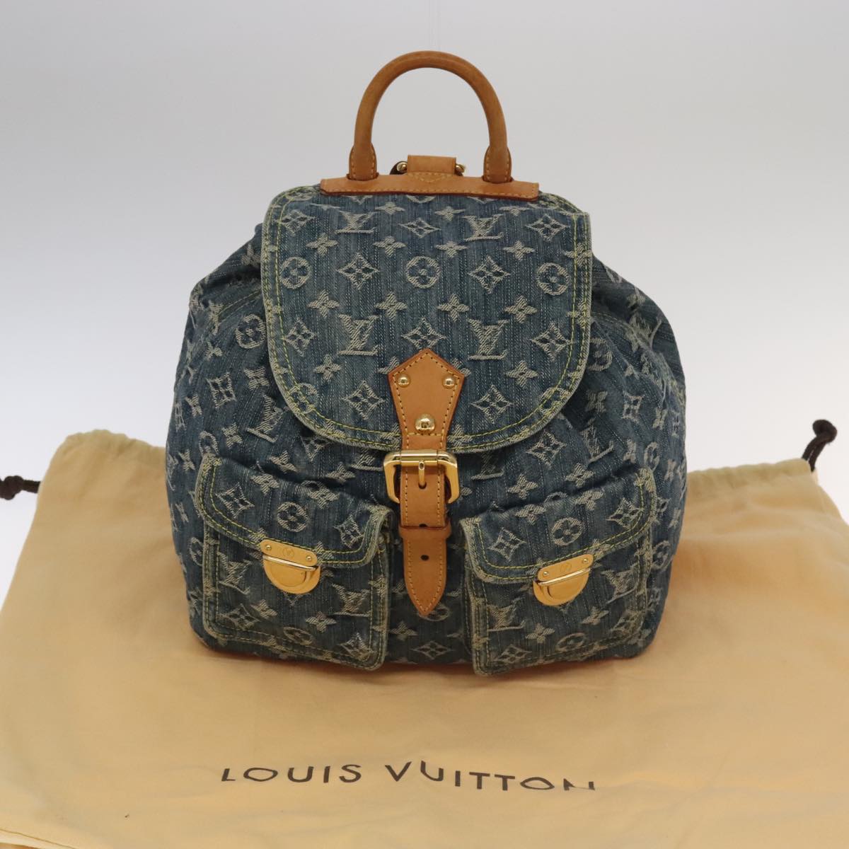 LOUIS VUITTON Monogram Denim Sac A DosGM Backpack Blue M95056 LV 106296A