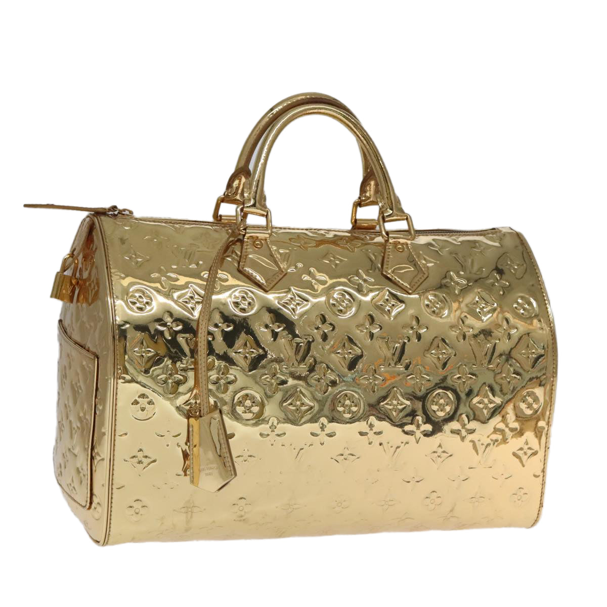 LOUIS VUITTON Monogram Miroir Speedy 35 Hand Bag Gold M95785 LV 106299S