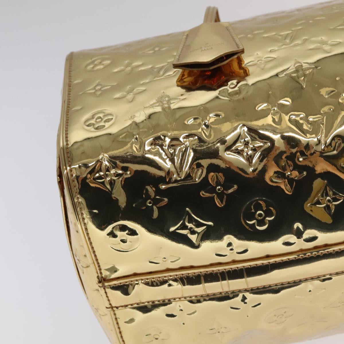 LOUIS VUITTON Monogram Miroir Speedy 35 Hand Bag Gold M95785 LV 106299S