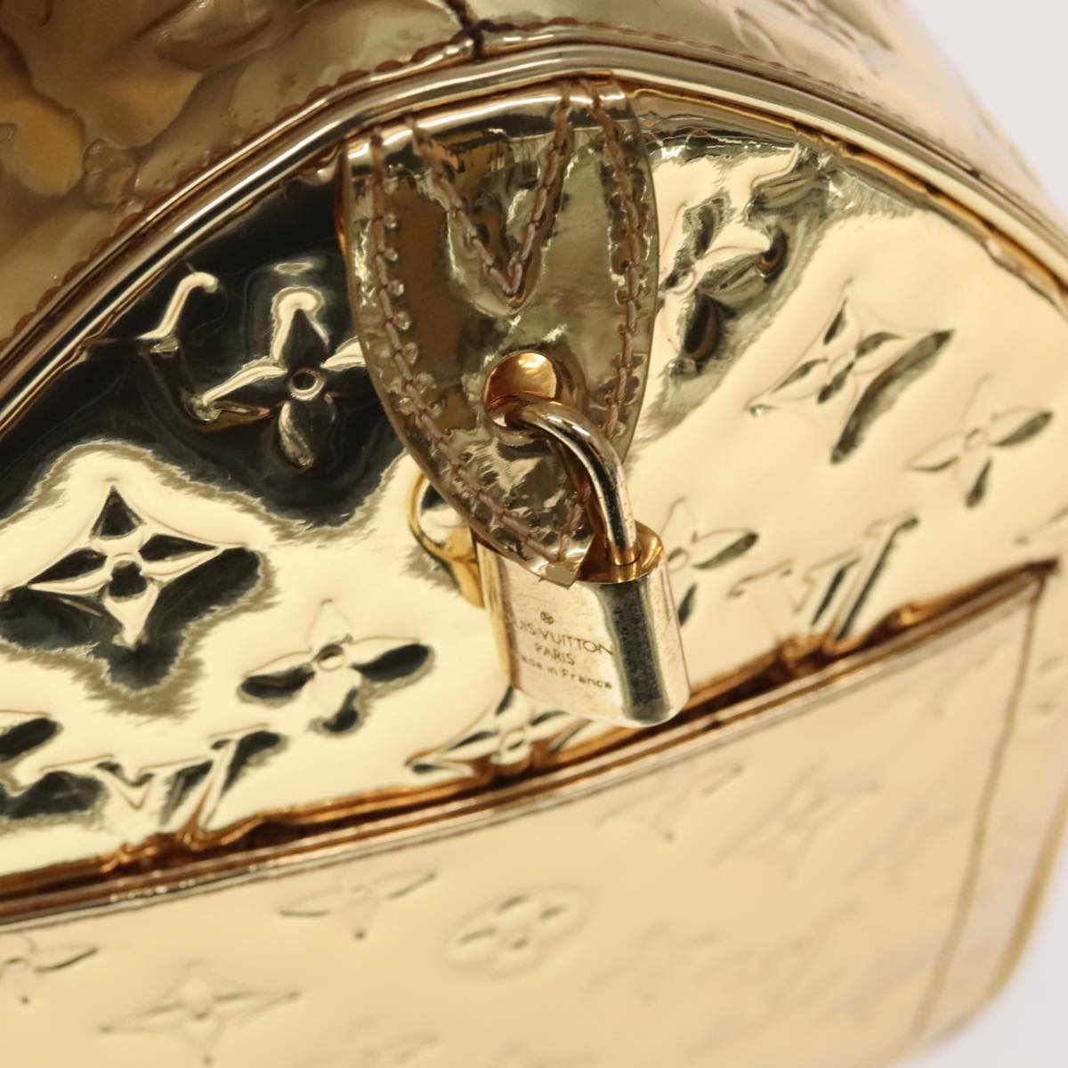 LOUIS VUITTON Monogram Miroir Speedy 35 Hand Bag Gold M95785 LV 106299S