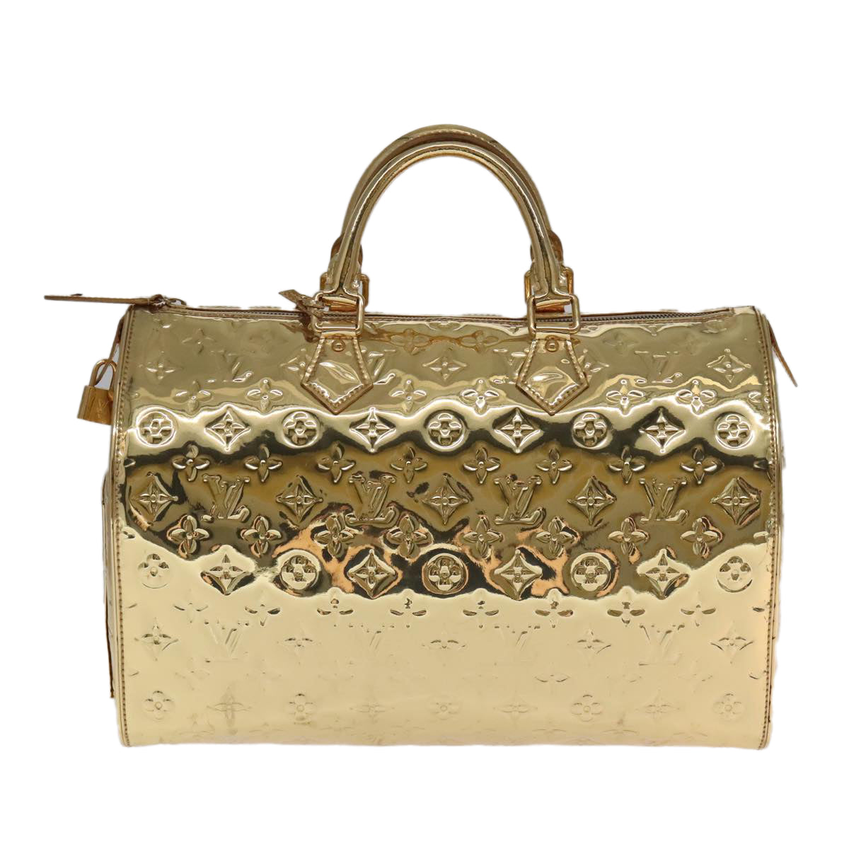 LOUIS VUITTON Monogram Miroir Speedy 35 Hand Bag Gold M95785 LV 106299S