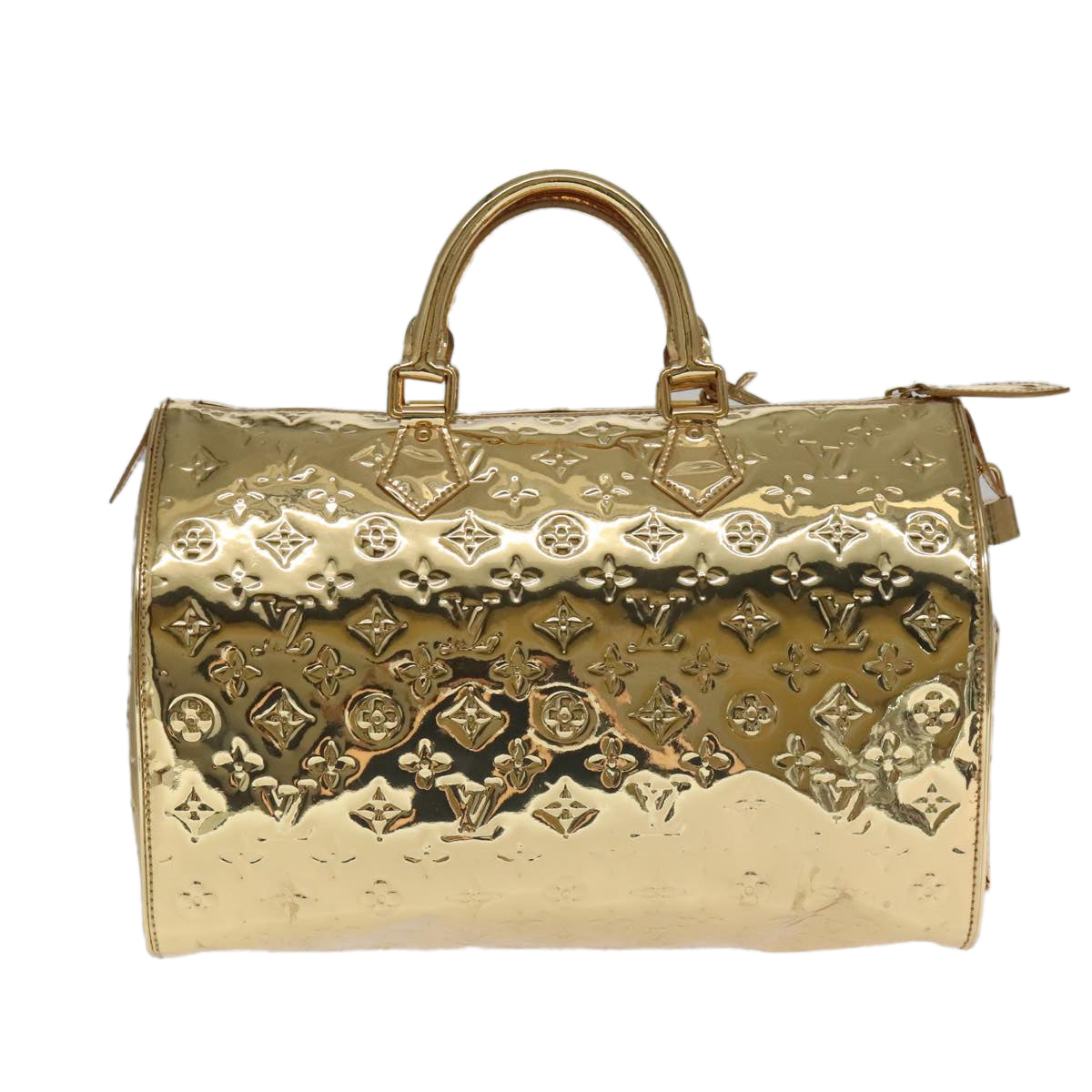 LOUIS VUITTON Monogram Miroir Speedy 35 Hand Bag Gold M95785 LV 106299S