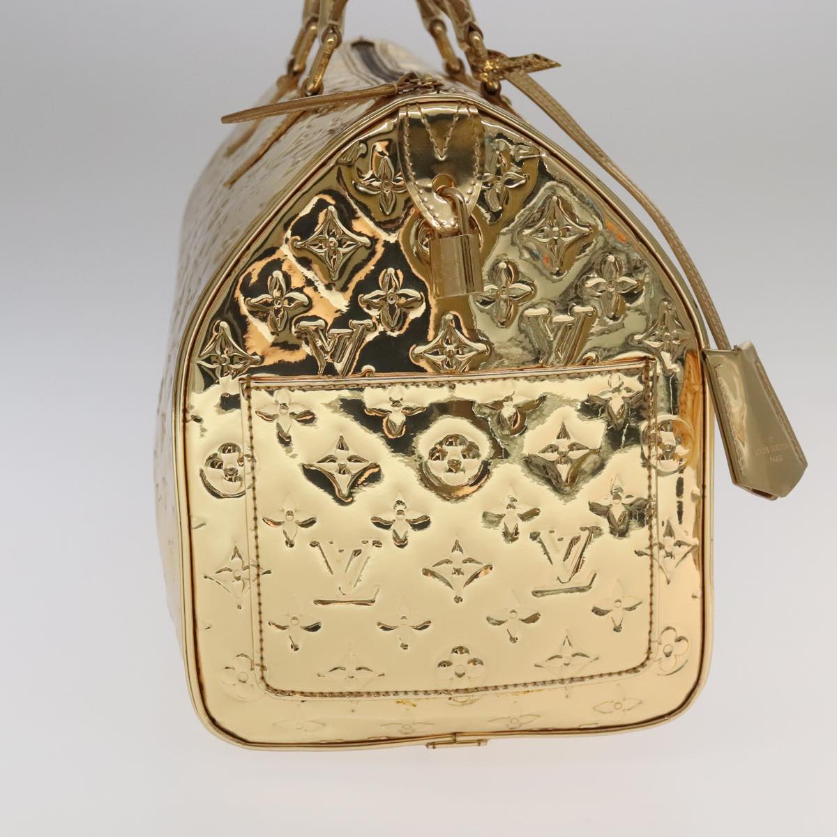 LOUIS VUITTON Monogram Miroir Speedy 35 Hand Bag Gold M95785 LV 106299S