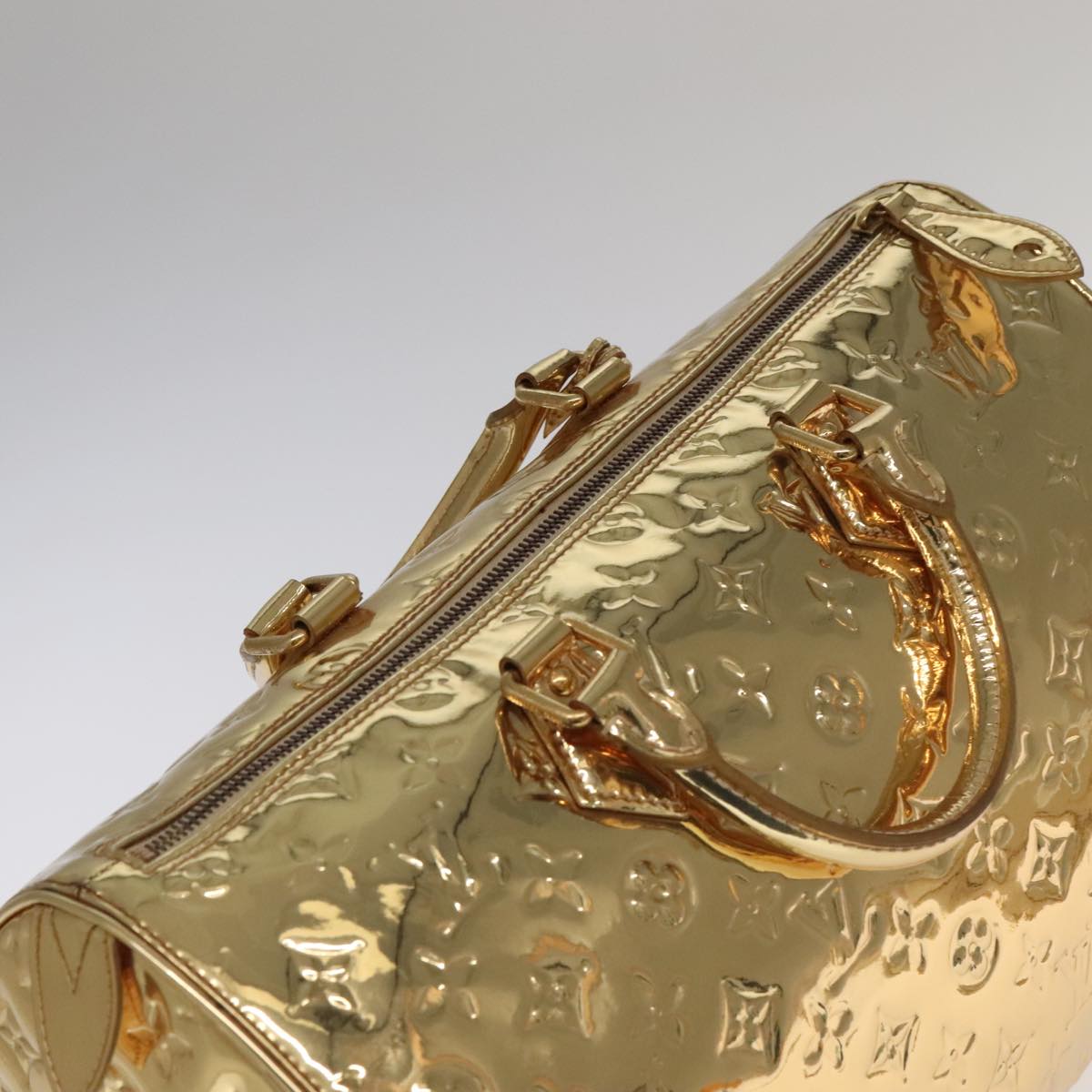 LOUIS VUITTON Monogram Miroir Speedy 35 Hand Bag Gold M95785 LV 106299S
