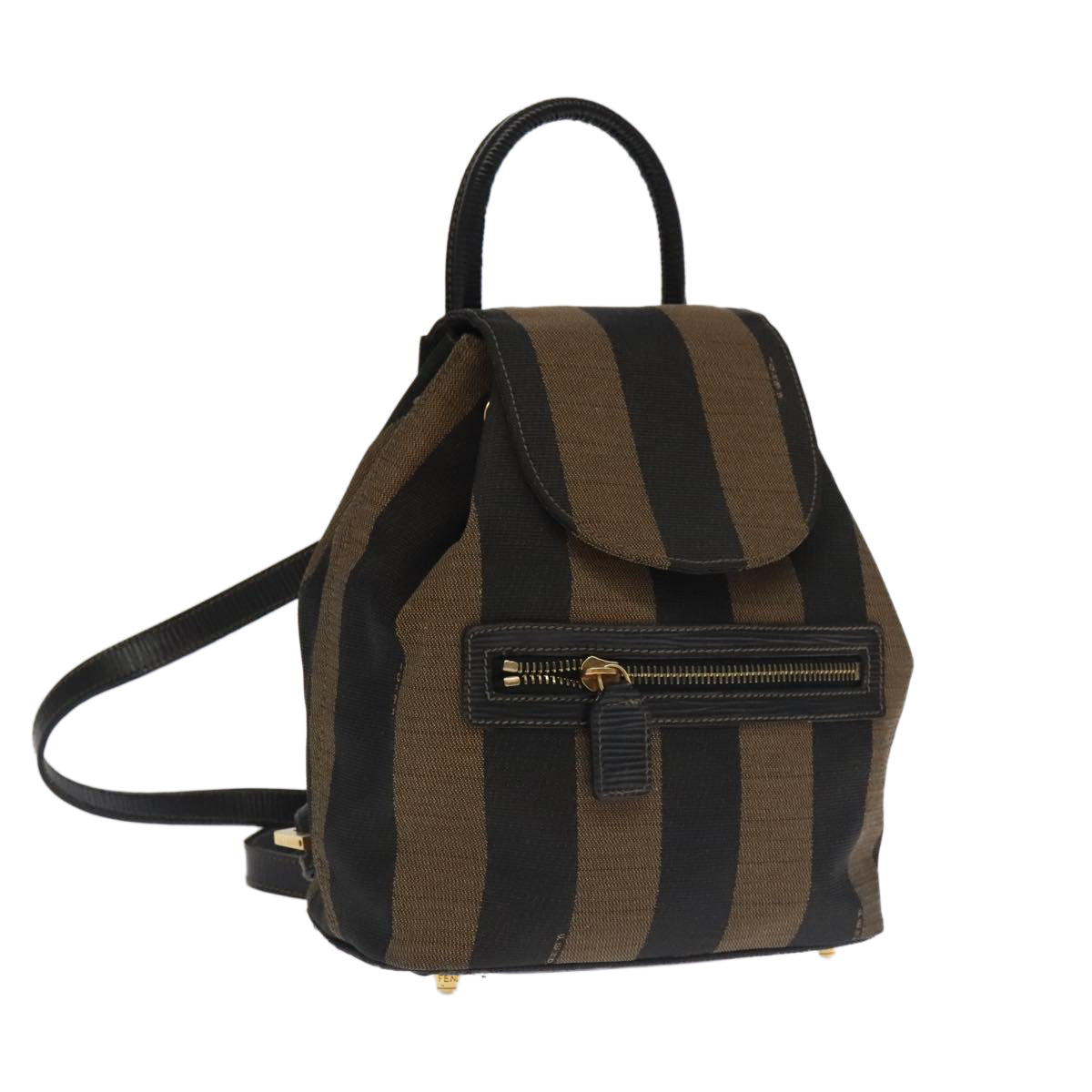 FENDI Pecan Canvas Backpack Beige Black Gold 106338