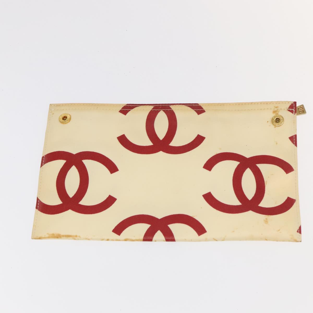 CHANEL Chain Tote Bag Raffia White CC 106387