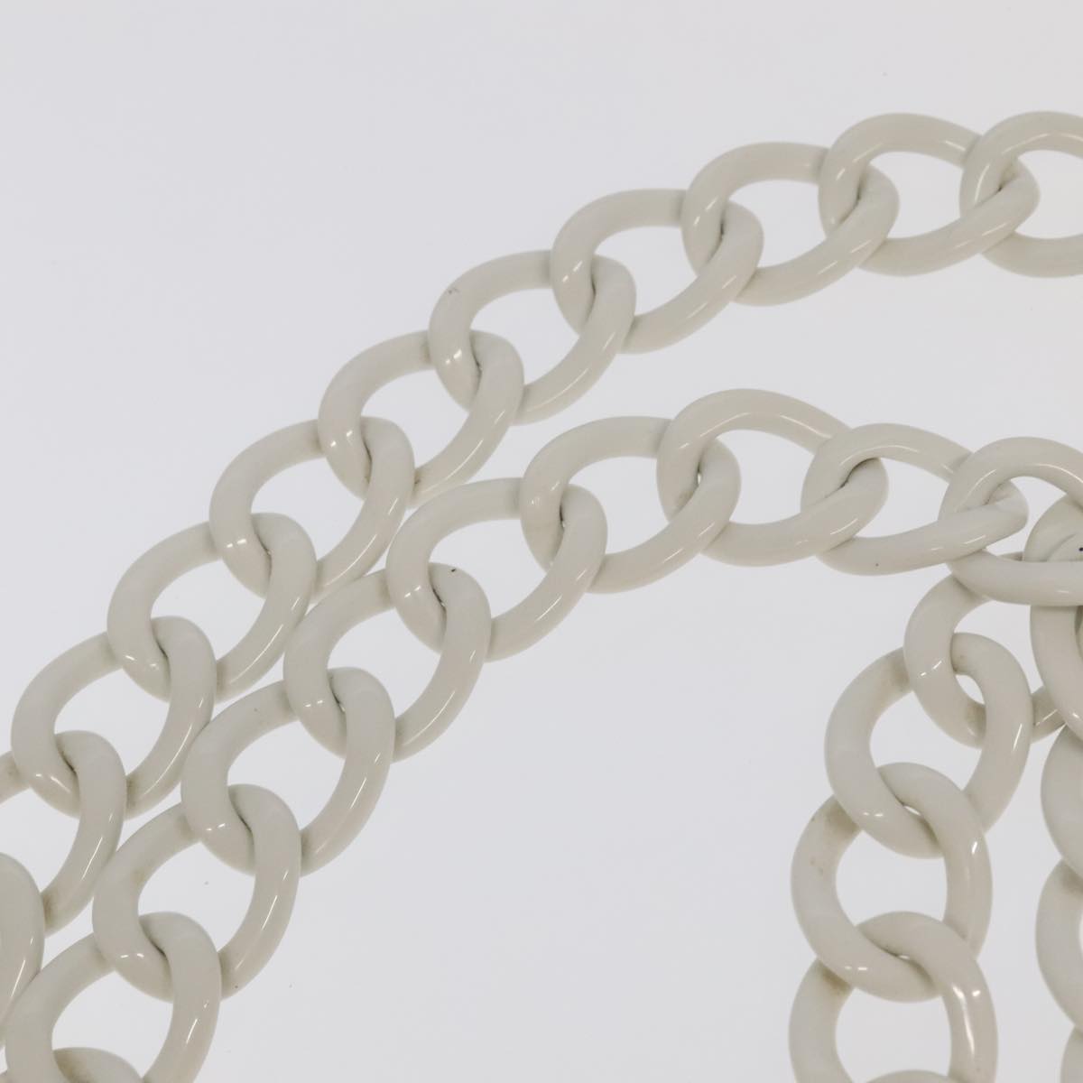 CHANEL Chain Tote Bag Raffia White CC 106387