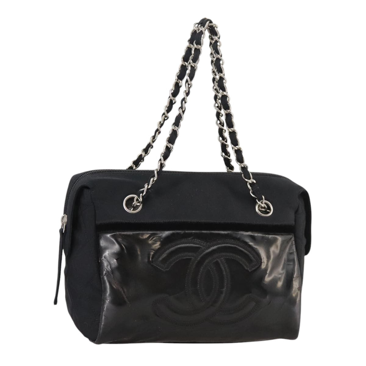 CHANEL Chain Shoulder Bag Enamel Black CC 106403