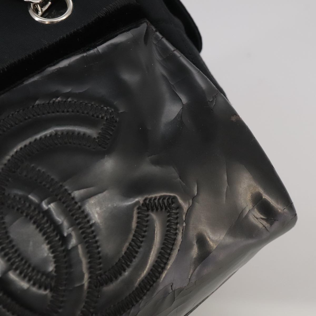 CHANEL Chain Shoulder Bag Enamel Black CC 106403