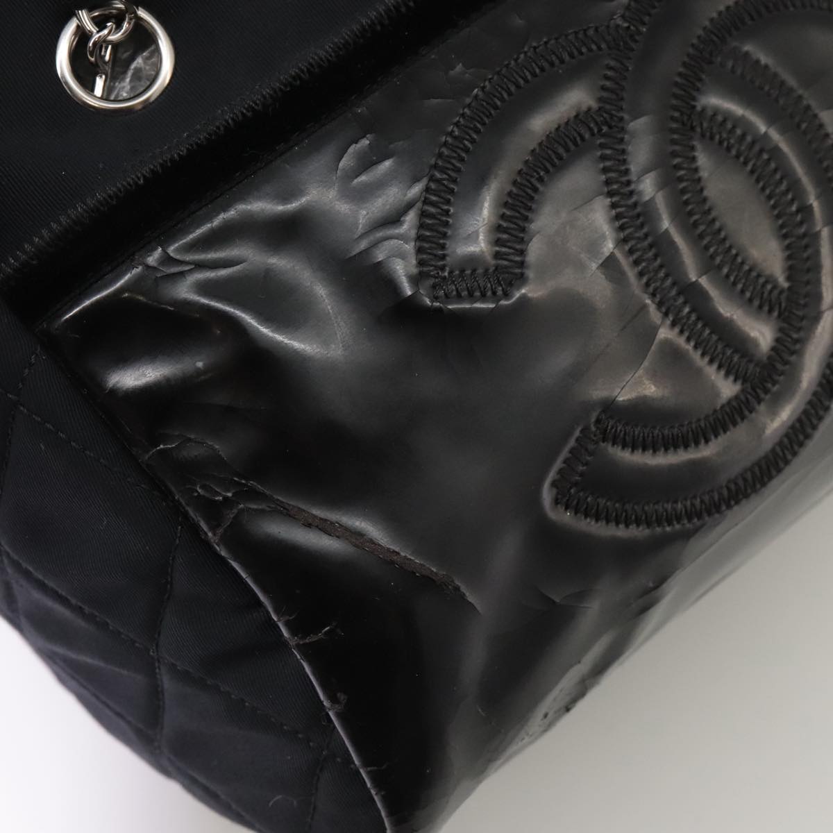 CHANEL Chain Shoulder Bag Enamel Black CC 106403