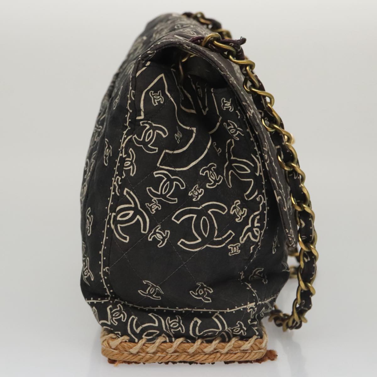 CHANEL Matelasse Chain Bandana Shoulder Bag Canvas Black CC 106419