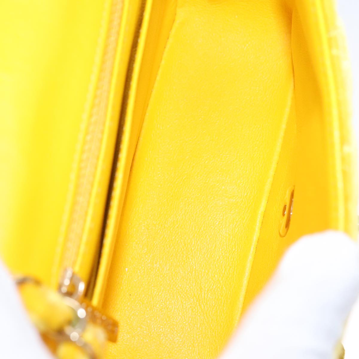 CHANEL Matelasse Chain Shoulder Bag Velor Yellow CC 106423