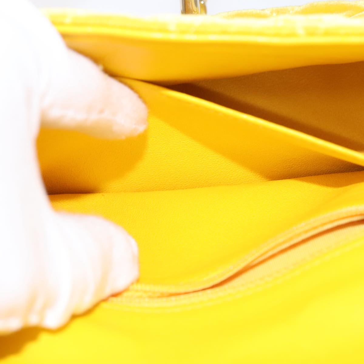 CHANEL Matelasse Chain Shoulder Bag Velor Yellow CC 106423