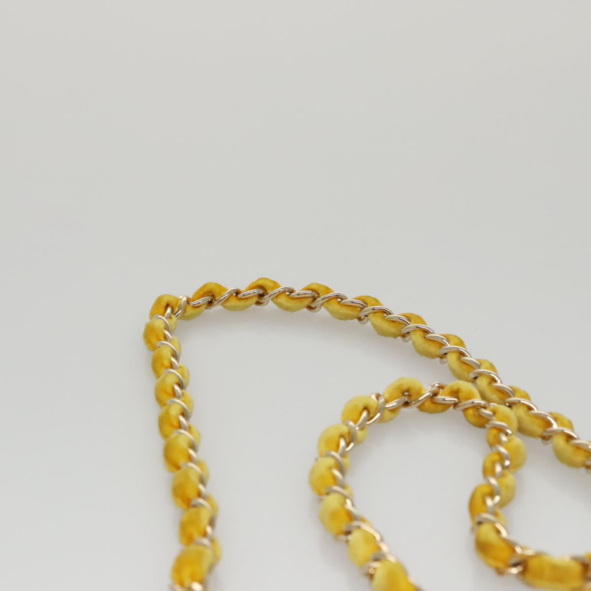 CHANEL Matelasse Chain Shoulder Bag Velor Yellow CC 106423