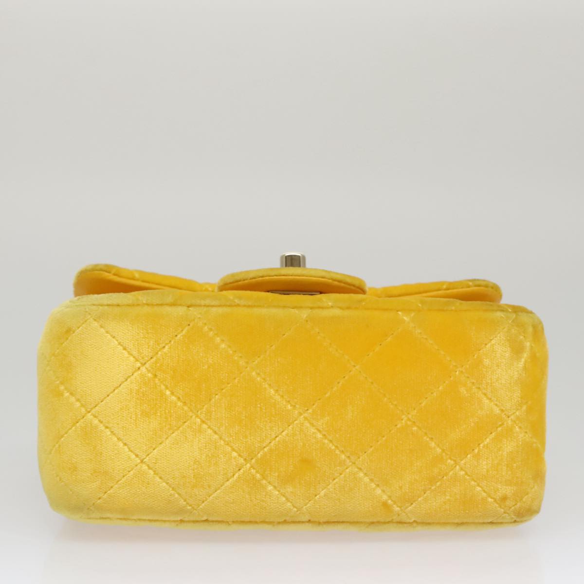 CHANEL Matelasse Chain Shoulder Bag Velor Yellow CC 106423