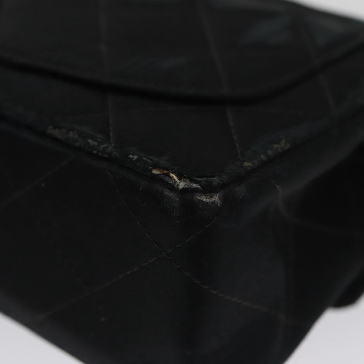 CHANEL Matelasse Chain Shoulder Bag Satin Black CC 106429