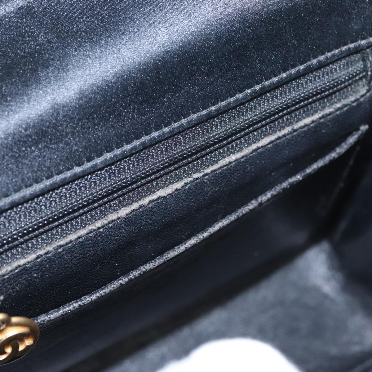 CHANEL Matelasse Chain Shoulder Bag Satin Black CC 106429