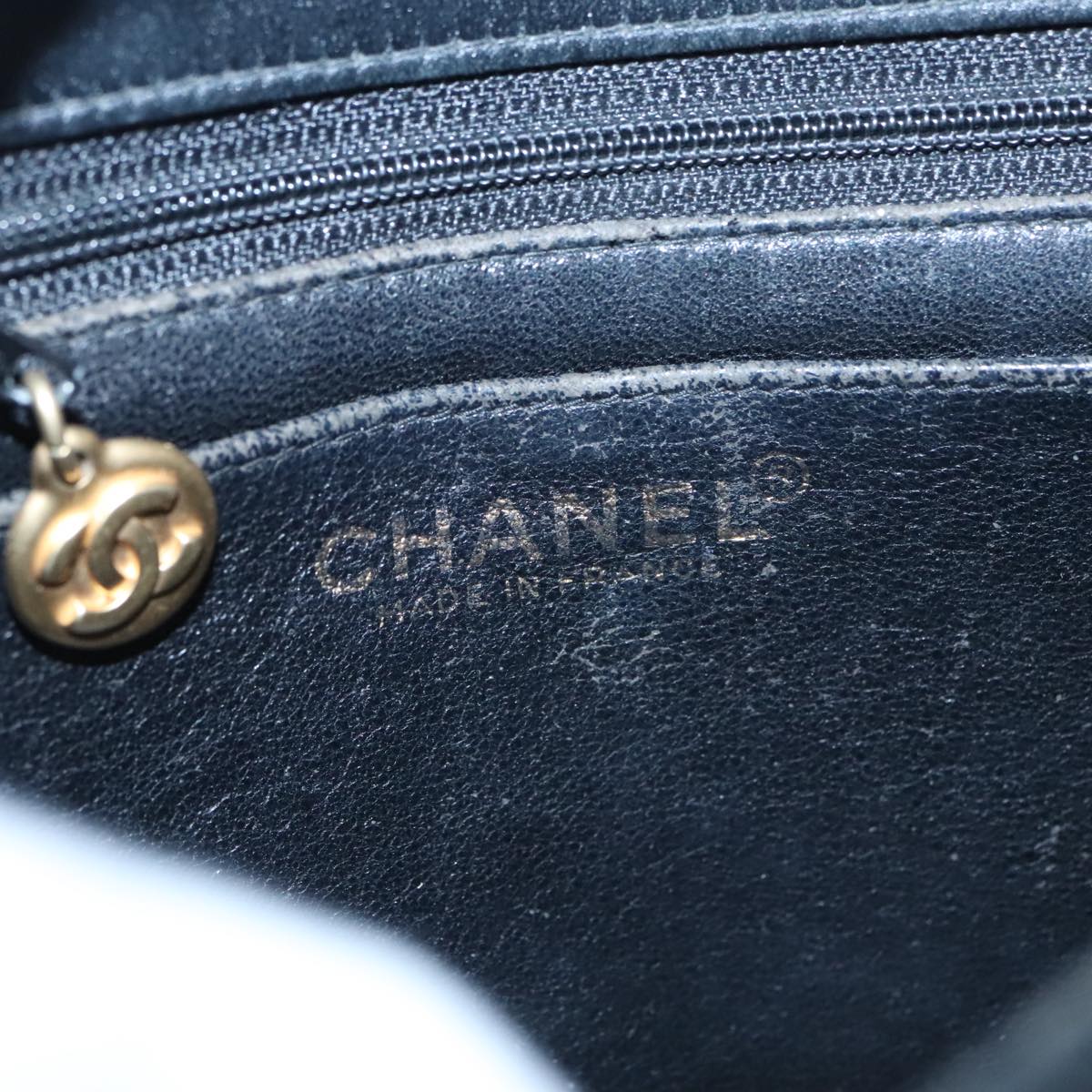 CHANEL Matelasse Chain Shoulder Bag Satin Black CC 106429