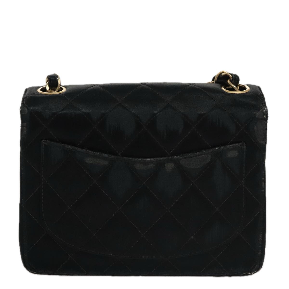CHANEL Matelasse Chain Shoulder Bag Satin Black CC 106429