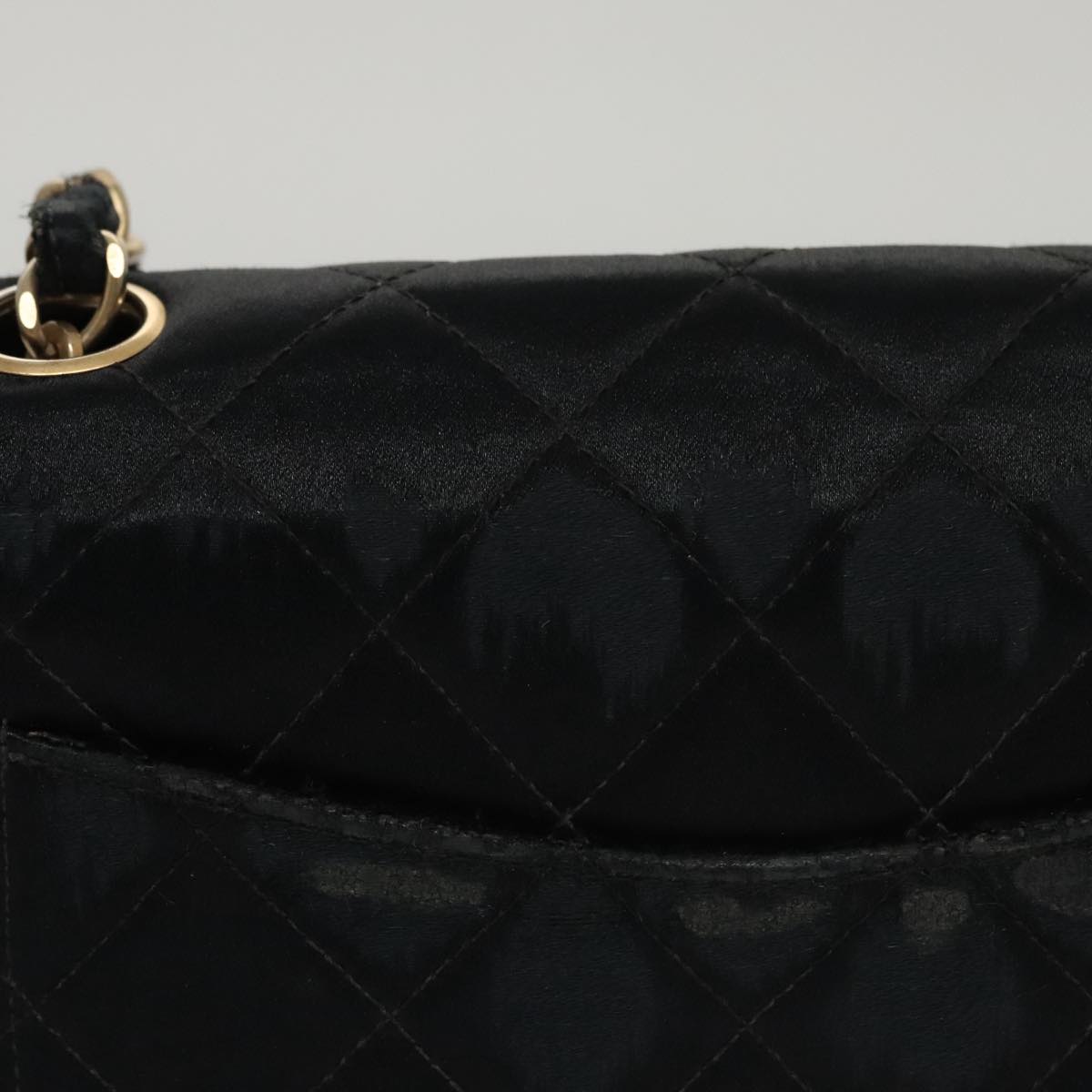 CHANEL Matelasse Chain Shoulder Bag Satin Black CC 106429