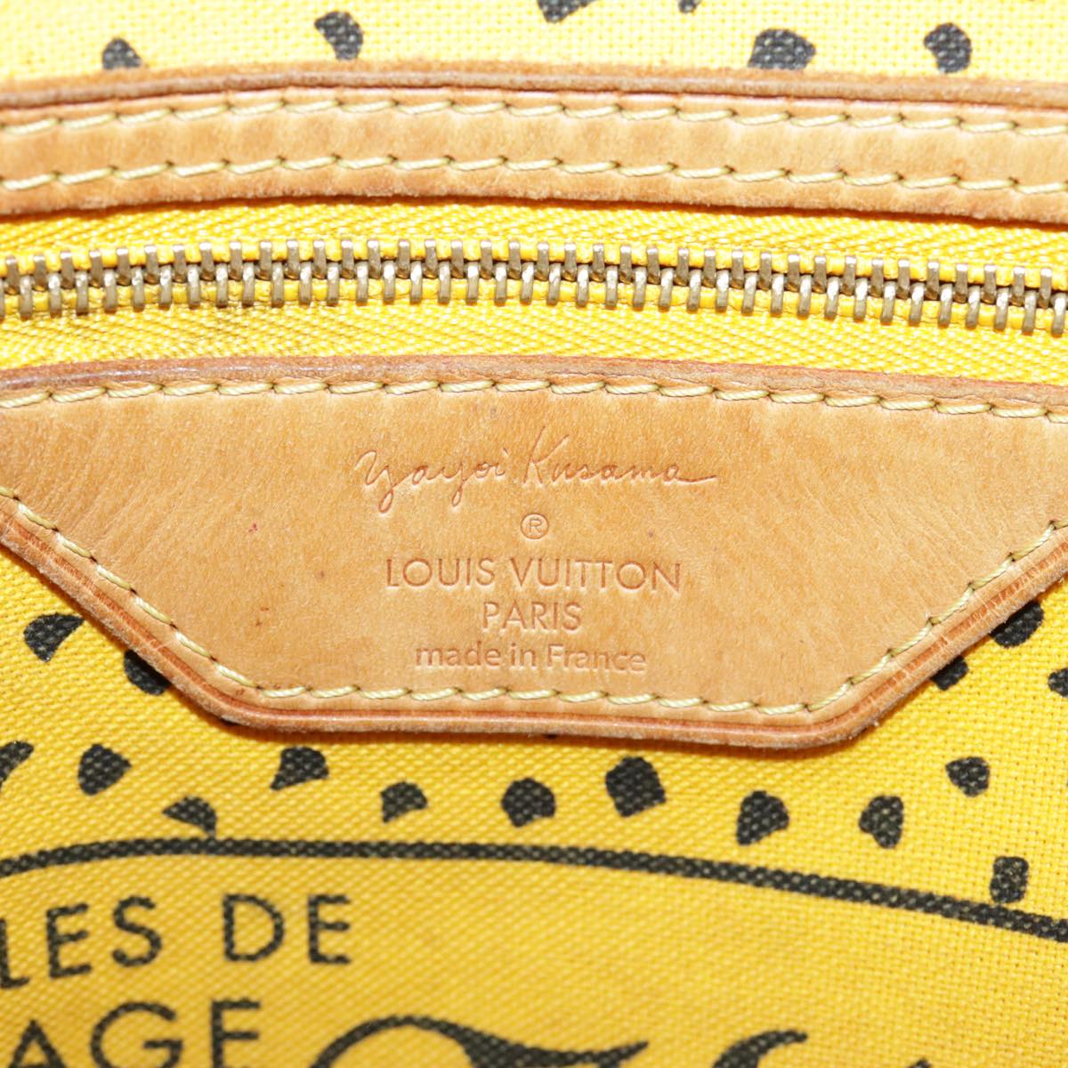 LOUIS VUITTON Monogram Yayoi Kusama Neverfull MM Bag Yellow M40685 106432