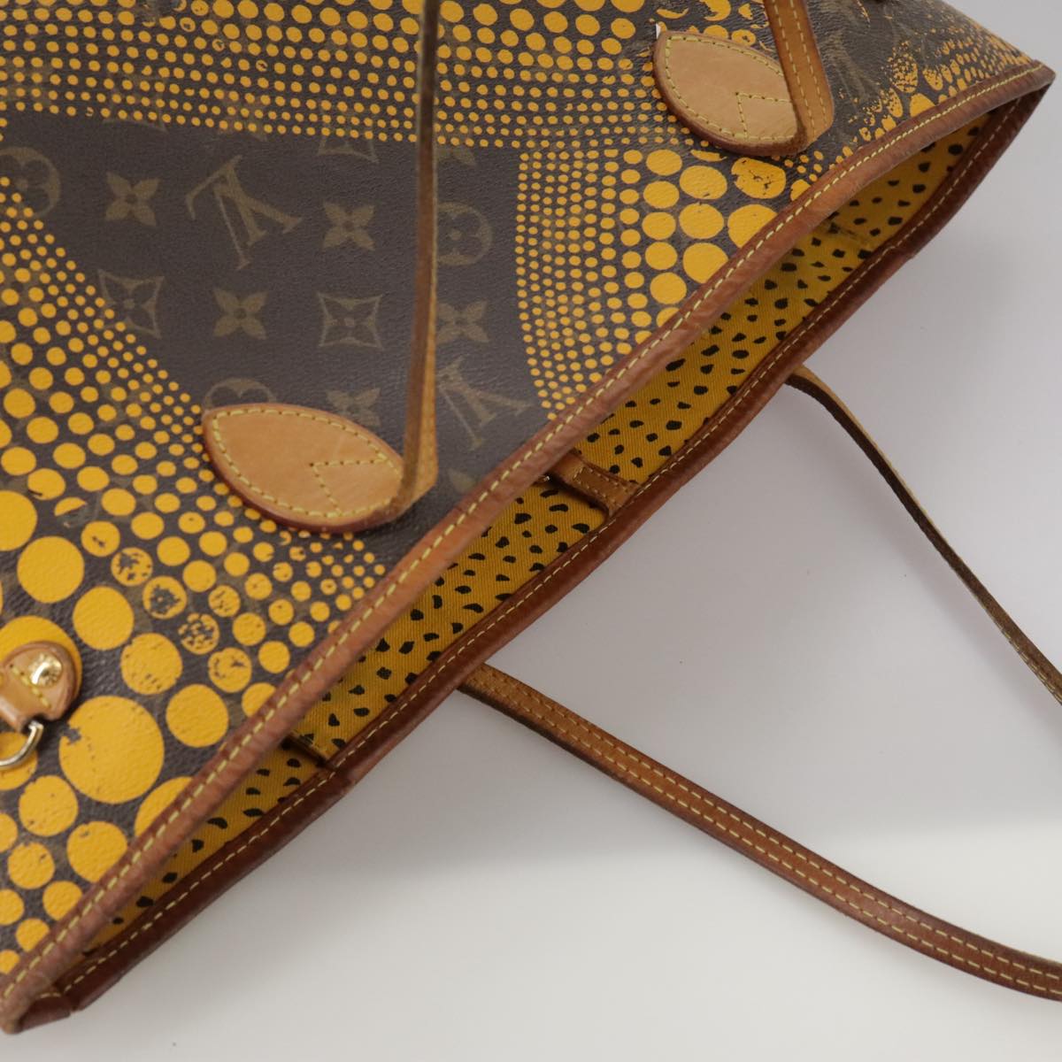 LOUIS VUITTON Monogram Yayoi Kusama Neverfull MM Bag Yellow M40685 106432
