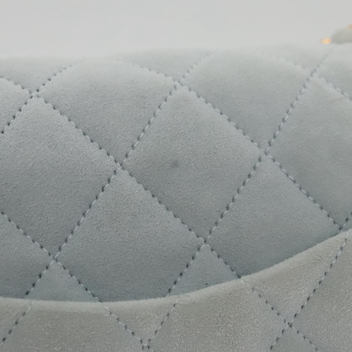CHANEL Matelasse Chain Shoulder Bag Suede Light Blue Gold CC 106433A