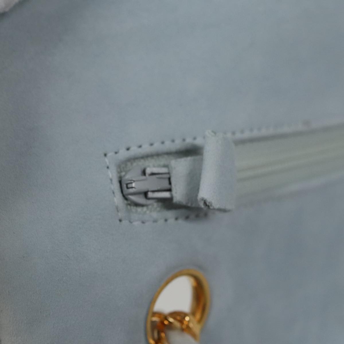 CHANEL Matelasse Chain Shoulder Bag Suede Light Blue Gold CC 106433A