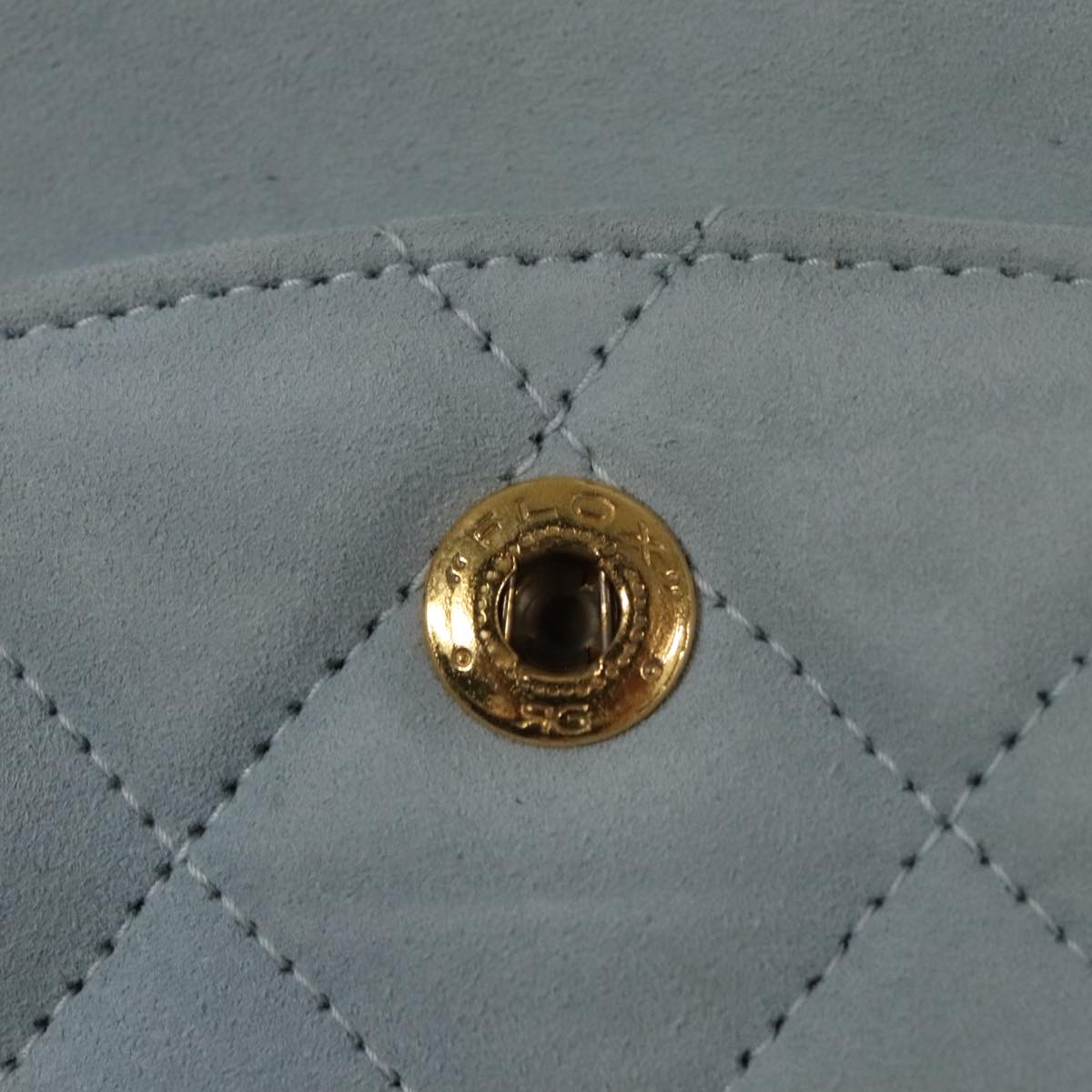 CHANEL Matelasse Chain Shoulder Bag Suede Light Blue Gold CC 106433A