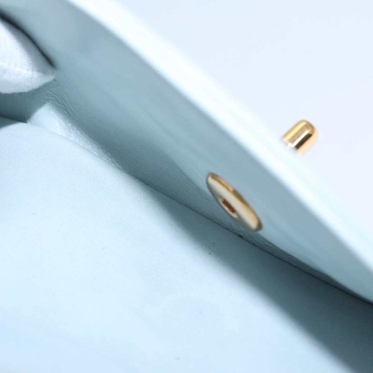 CHANEL Matelasse Chain Shoulder Bag Suede Light Blue Gold CC 106433A