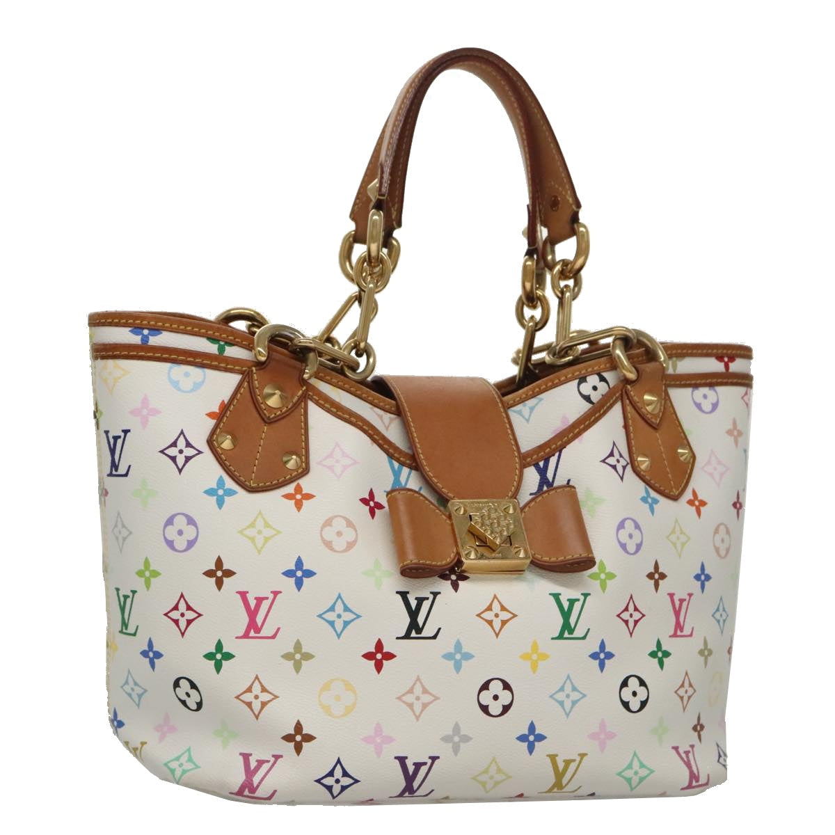 LOUIS VUITTON Monogram Multicolor Annie GM Tote Bag White M40303 LV 106470