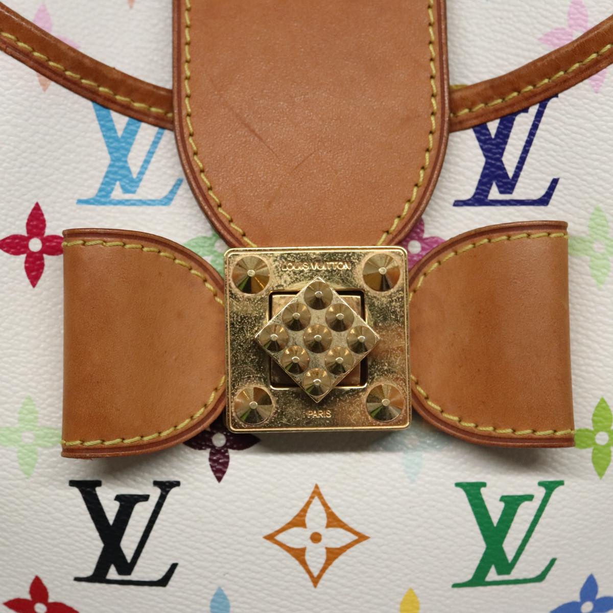 LOUIS VUITTON Monogram Multicolor Annie GM Tote Bag White M40303 LV 106470