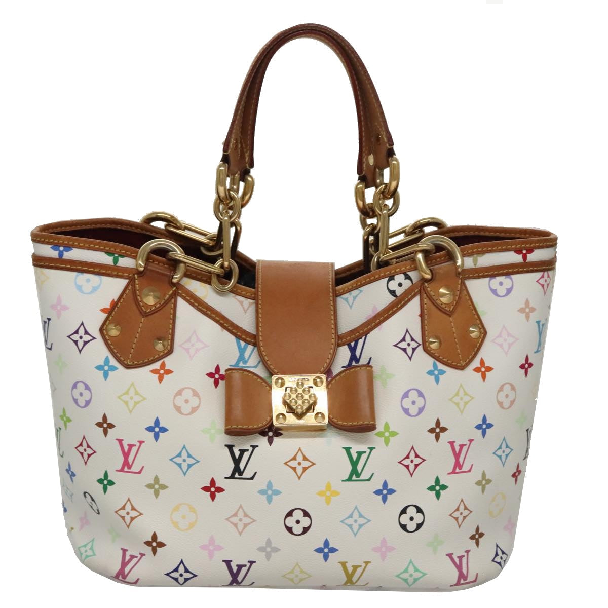 LOUIS VUITTON Monogram Multicolor Annie GM Tote Bag White M40303 LV 106470